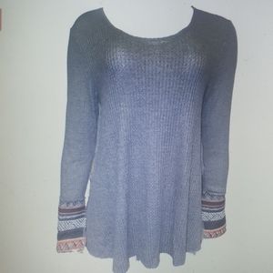 Sadie & Sage Henley Shirt Waffle Grey New Top